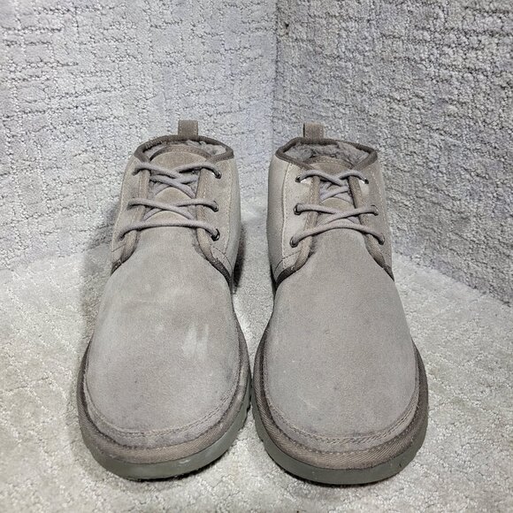 UGG Neumel Men's Size 12 US Gray Suede Shearling Lace Up Chukka Boots 3236 - Picture 2 of 10